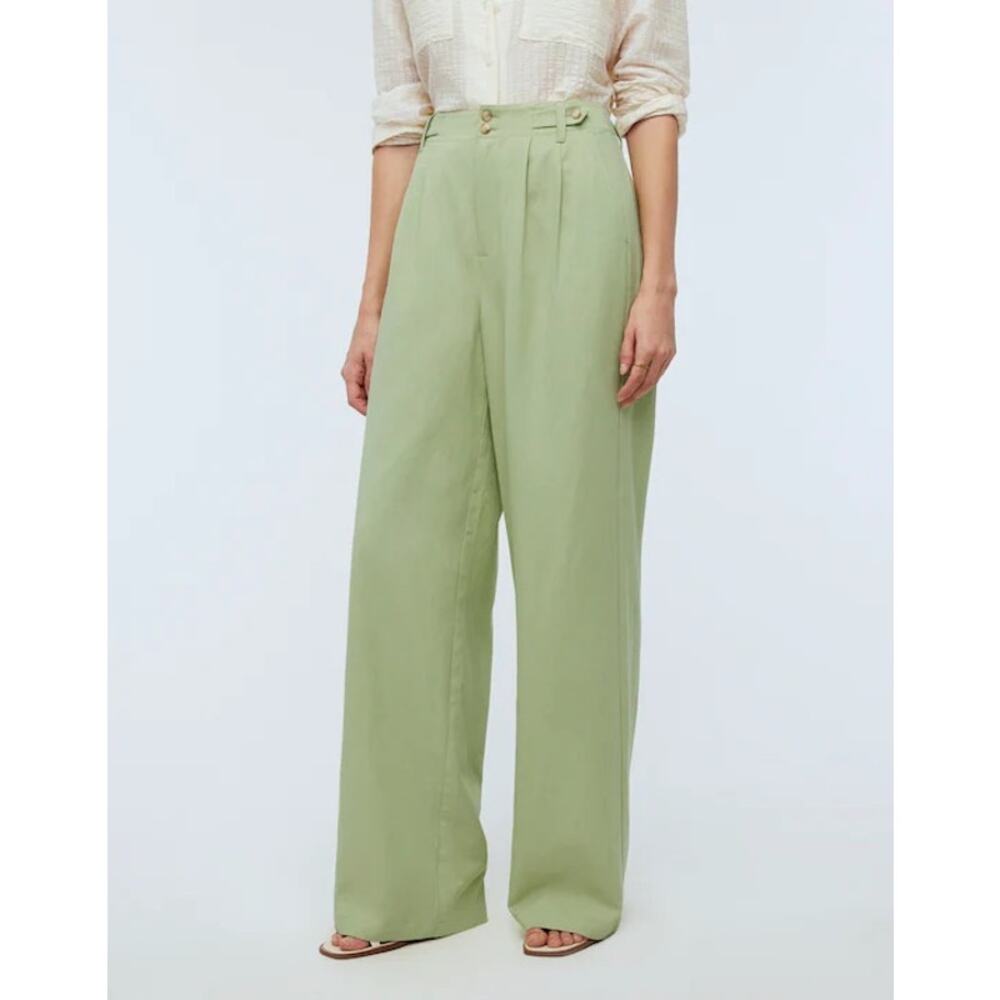 Madewell The Harlow Wide Leg Pant in Pale Lemongrass 00 Women’s NG521